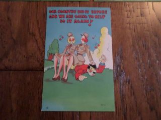 Wwii U.  S Military Comic Postcards Female Wac By Beals Hitler Series