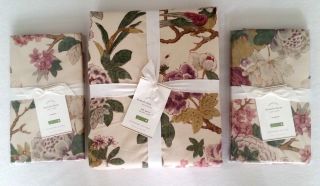 Pottery Barn Kamala Queen Duvet 2 Shams Set Tropical Floral Birds Vintage Nwt