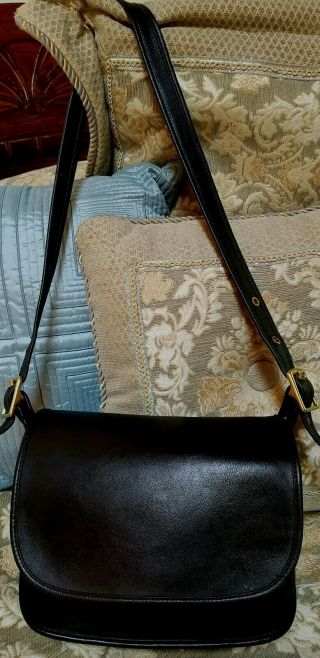 Euc Vintage Coach Usa 9951 Bag Patricia’s Legacy Black Leather Crossbody Flap