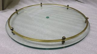 2954m Vtg 18 " Round Glass Table From Floor Lamp Part W/brass Railing Exc Cond