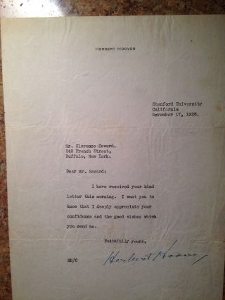 Herbert Hoover Rare Letter Signed Authentic