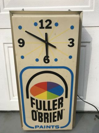 Vintage Fuller O’brien Paints Lighted Advertising Clock