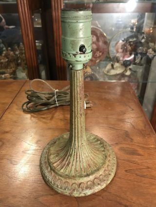 Vintage Antique Rare Aladdin Model 9050 Green Cast Iron Metal Pedestal Lamp