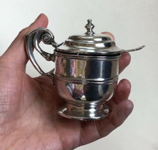 Victorian Large Solid Silver Drum Mustard / Condiment Pot - Chester 1901
