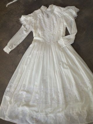 Vintage Gunne Sax Dress Bustle Victorian Dirndle Gauzy Dress Lace Wedding Resort