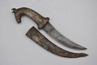 Vintage indo persian islamic silver damascened jambiya letter opener dagger 4