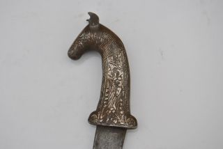 Vintage indo persian islamic silver damascened jambiya letter opener dagger 5