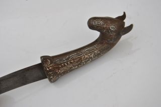 Vintage indo persian islamic silver damascened jambiya letter opener dagger 7