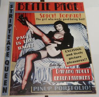 Bettie Page Hand Signed And Rare Lithograph 13 X 17 Poster