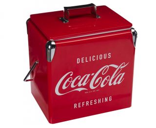 Vintage Beverage Cooler Ice Box Tin Lunch Box 8 Gallon Red Metal Coke Coca Cola 2
