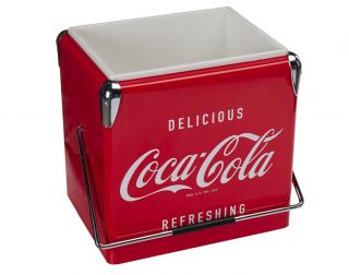 Vintage Beverage Cooler Ice Box Tin Lunch Box 8 Gallon Red Metal Coke Coca Cola 3