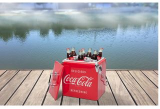 Vintage Beverage Cooler Ice Box Tin Lunch Box 8 Gallon Red Metal Coke Coca Cola 4