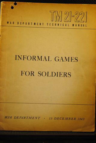 Informal Games For Soldiers,  Wwii 1943 War Department Booklet Vg Illustrated