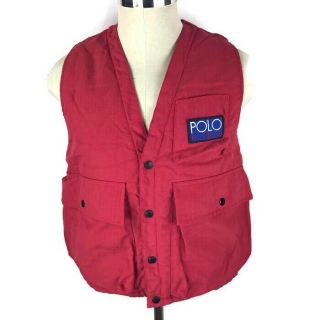 Polo Ralph Lauren Hi Tech Vest Small Red Removable Adjustable Back