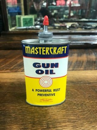 Vintage 3oz Mastercraft Gun Oil Can - - Empty