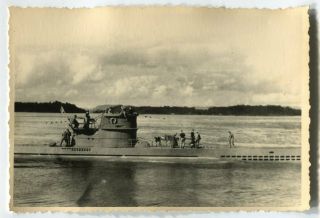 German Wwii Archive Photo: Kriegsmarine U - Boat With Sailors On Upper Deck