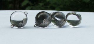 Art Deco Sterling Silver Pools of Light Undrilled Quartz 2 x Orbs for Earrings 6