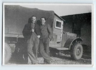 Wwii U.  S.  Army Good Friends,  Buddies With Transport Truck C 1944; Photo