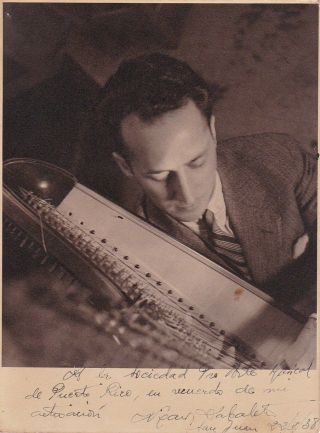 Nicanor Zabaleta Harpist Rare Signed Photo,  San Juan,  1938