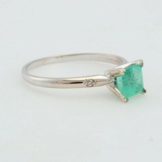Vintage 14K White Gold Emerald and Diamond Ring 2