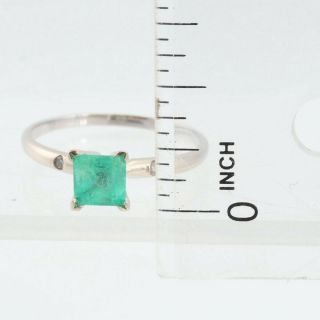 Vintage 14K White Gold Emerald and Diamond Ring 7