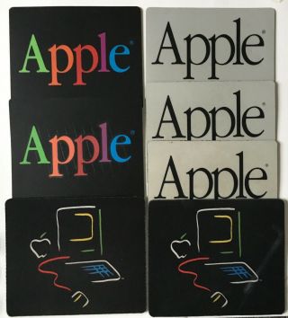 7 Vintage Apple Mouse Pads - Rare 1984 And 1990 