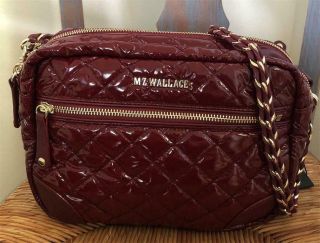 Nwt Mz Wallace Small Crosby Cranberry Lacquer/gold Rare - (@ Store)