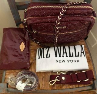 NWT MZ WALLACE SMALL CROSBY CRANBERRY LACQUER/GOLD RARE - (@ STORE) 6