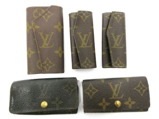 Authentic 5 Item Set Louis Vuitton Monogram Key Case Vintage Pvc Leather 68477