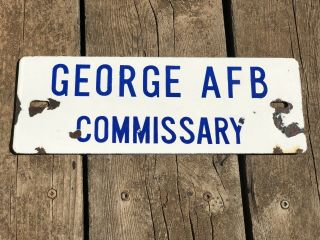 Vintage George Afb Commisary Porcelain License Plate Topper (d1) Us Air Force