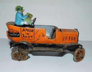 Vintage Tin Wind Up Amos And Andy Taxi Cab Louis Marx Toy