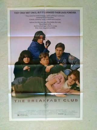 The Breakfast Club Vintage 1 Sheet Theatrical Poster Folded 1985 Nmint