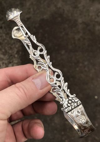 A Good Fine Quality Early Georgian Solid Silver Sugar Tongs,  C1780s.