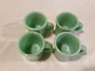 4 Vintage Jadeite Fire King C Handle Mugs Restraunt Ware Exc 2