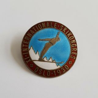 Ski Skiing International Ski Congress Oslo 1930 Pin Badge Old Rare