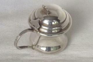 An Exquisite Solid Sterling Silver Mustard Pot With Glass Liner Birmingham 1923.