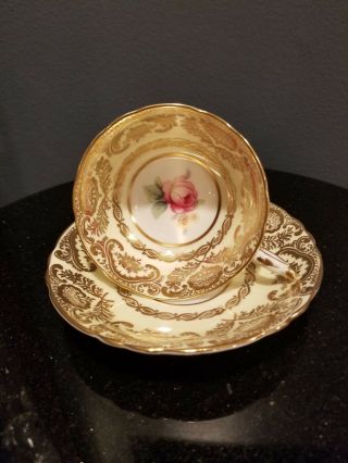 Vtg Paragon Fine Bone China Pink Fancy Gold Gilding Floral Tea - Cup & Saucer Set