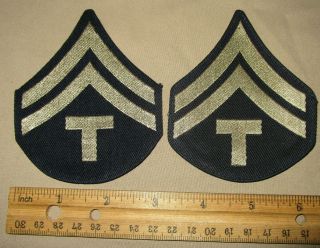 Us Army Corporal 5th Techniial Rank Patches Khaki Thread On Black Cloth