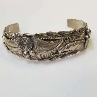 Vintage Sterling Silver Les Craig Navajo Native American Bracelet Cuff Lcc7g