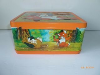 1981 Vintage DISNEY ' s FOX and the HOUND Metal LUNCH BOX and THERMOS - Near 5