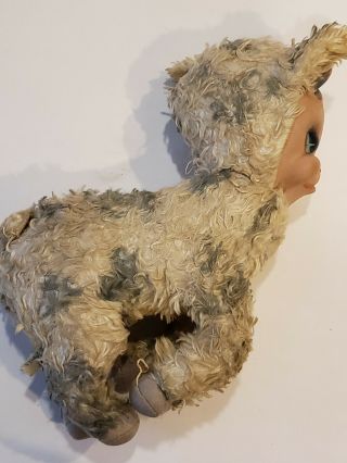 Vtg 1960s Rushton Stuffed Plush Animal Billy Goat w/ Vinyl Rubber Face & Tag 6