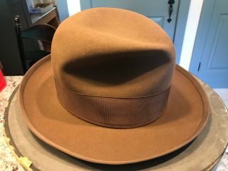 Vintage John B.  Stetson Hat Mens Fedora Chocolate Brown Sz 7 - 1/8
