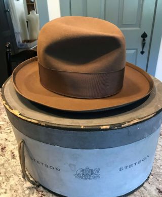 Vintage John B.  Stetson Hat Mens Fedora Chocolate Brown Sz 7 - 1/8 2
