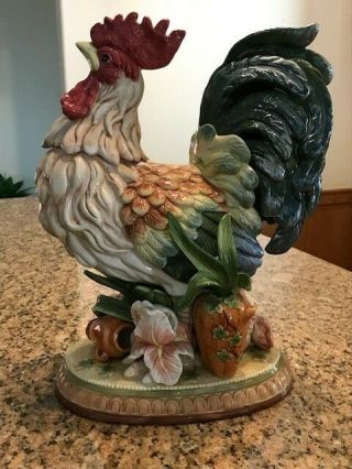 Vintage Fitz And Floyd Gardening Gourmet Rooster Figurine Centerpiece 15
