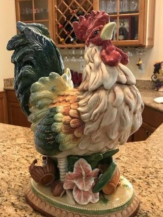 Vintage Fitz and Floyd Gardening Gourmet Rooster Figurine Centerpiece 15 2