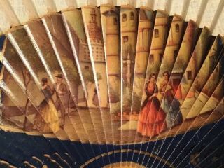 Exquisite Vintage Hand Painted Spanish Wood Hand Fan