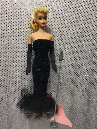 Stunning Vintage 1962 Blonde Ponytail 6 Barbie Doll Solo In The Spotlight Dress