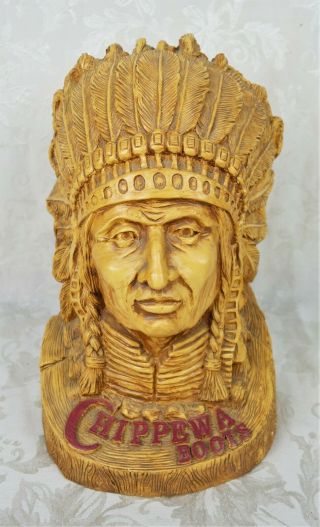 Rare Vintage Chippewa Boots Advertising Store Display Indian Head