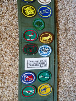 Vintage SDA MV Club Pathfinder Sash with10 Pins,  23 Honor Patches,  & 9 Camporee 5
