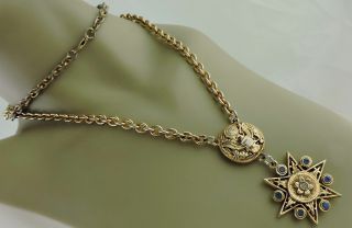 Vintage Gold Plated Necklace Order/medal Eagle/star Pendant Necklace Chain